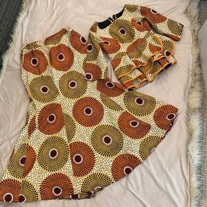 Multi-color African print ladies skirt and top